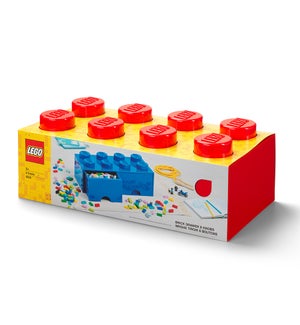 LEGO - 8 KNOBS BRICK 2 DRAWERS BRIGHT RED (3) ML